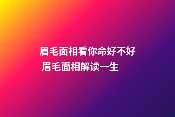 眉毛面相看你命好不好 眉毛面相解读一生